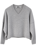 Pullover V-Ausschnitt Cashmere weit grey meliert