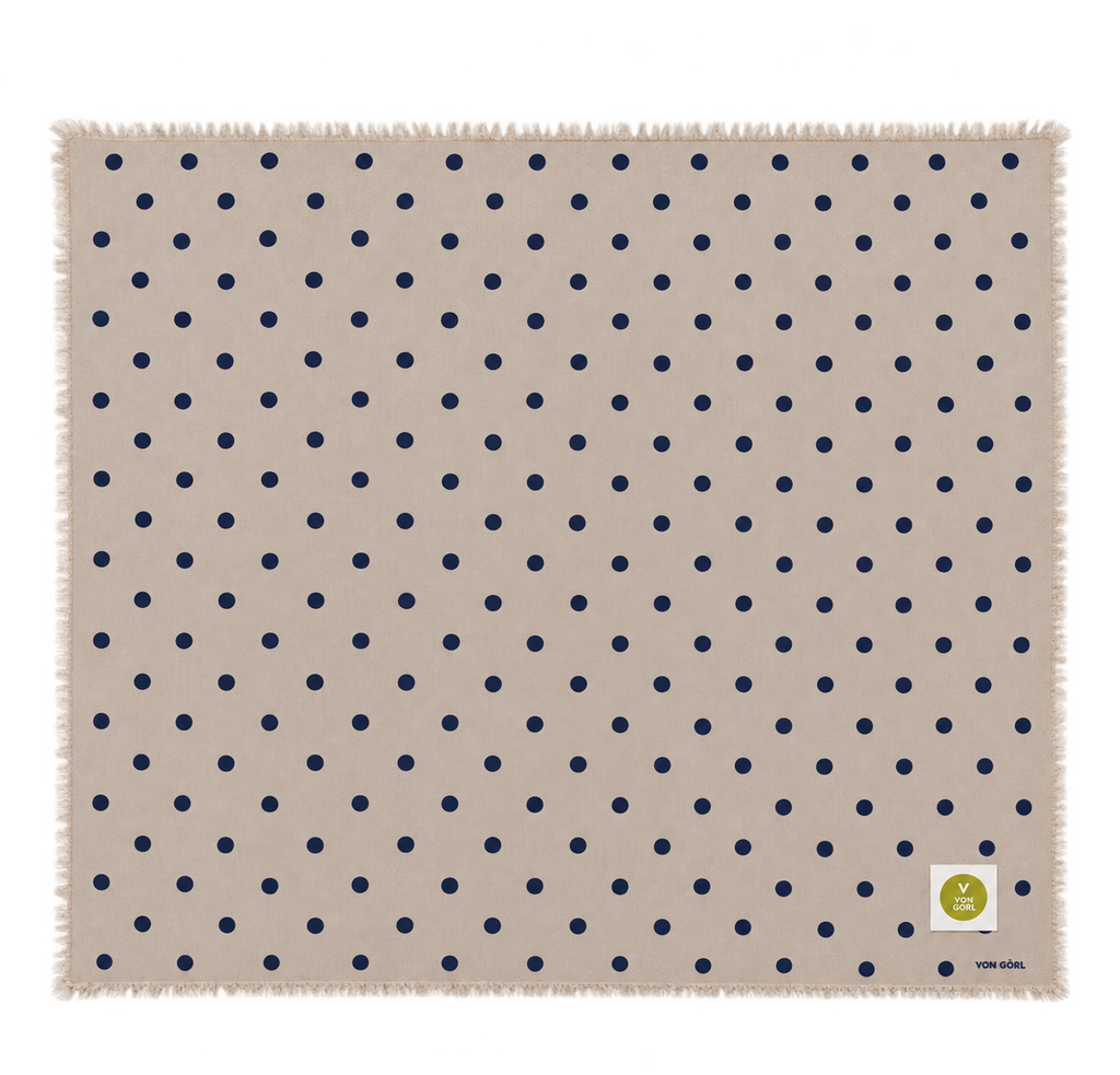 V VON GOAT Bandana Polka Dots Sandy/Orca XL mit Fransen