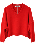 Pullover V-Ausschnitt Cashmere weit lipstick
