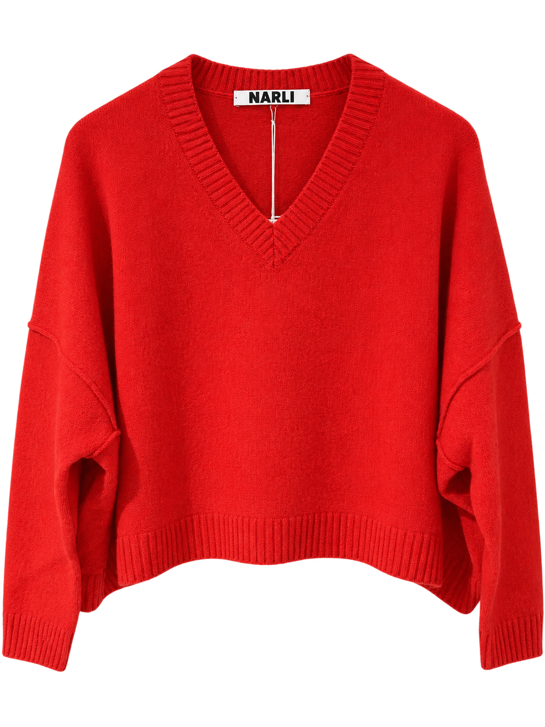 Pullover V-Ausschnitt Cashmere weit lipstick