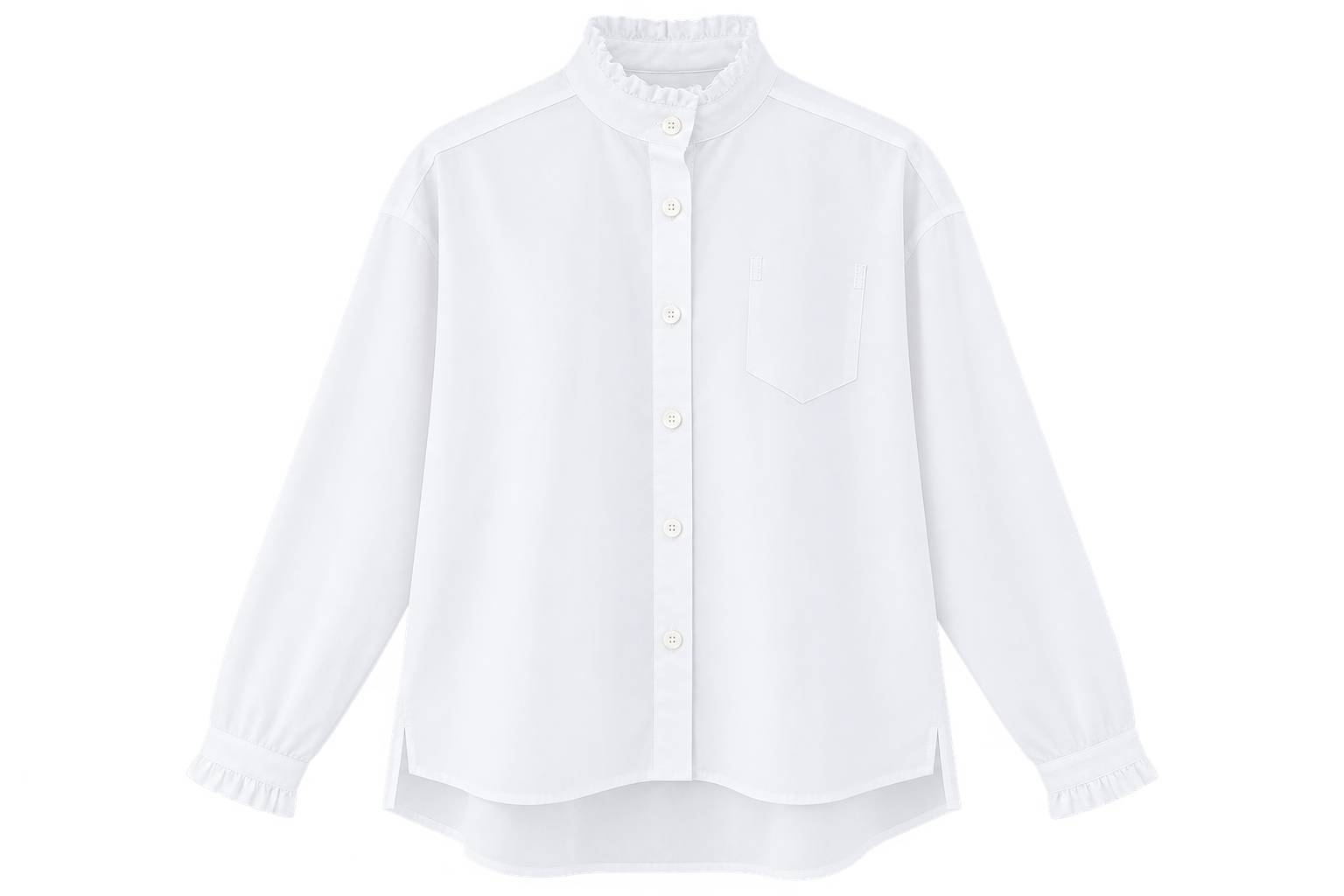 Narli Bluse mit Stehkragen / Rüsche white