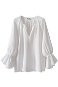 Leinenbluse Volant weiss