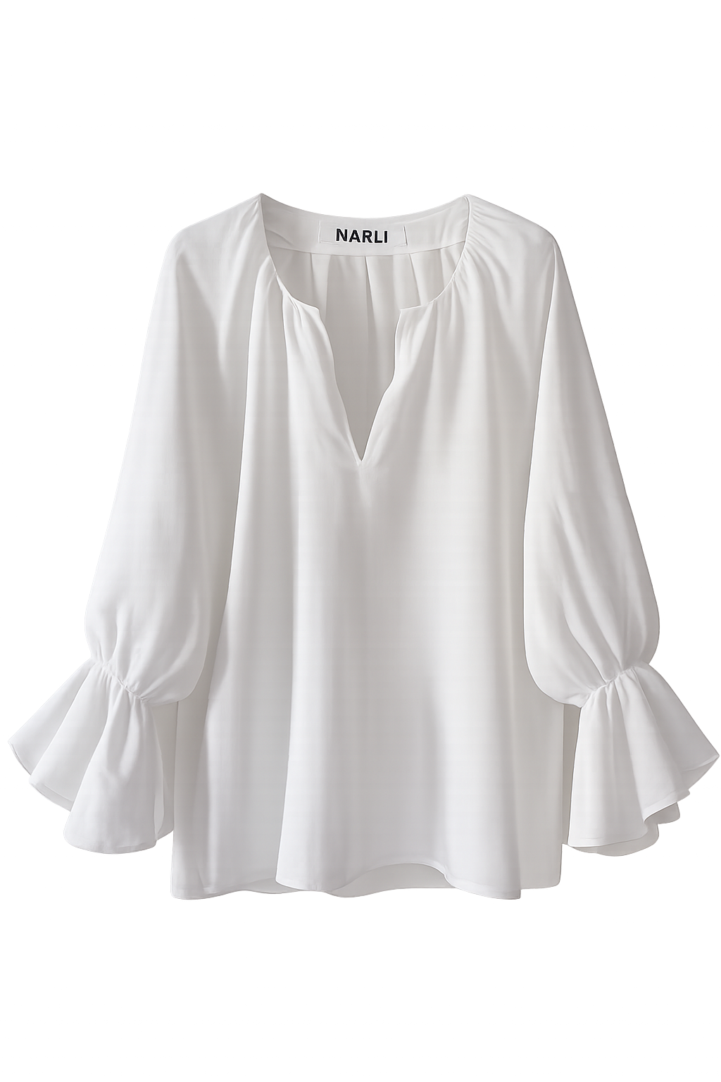 Leinenbluse Volant weiss