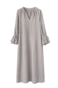 Kleid Leinen Volant pebble