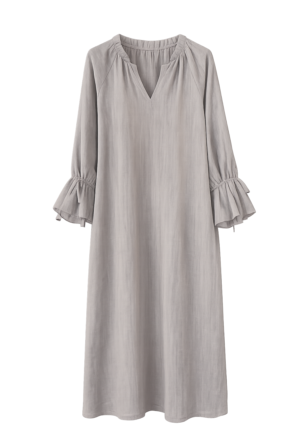 Kleid Leinen Volant pebble