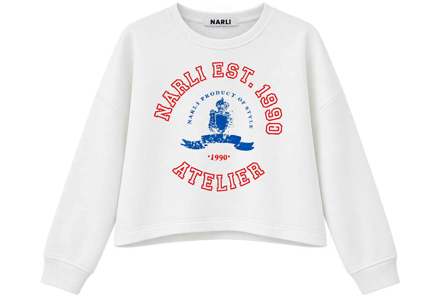 Narli Sweater mit College Print white