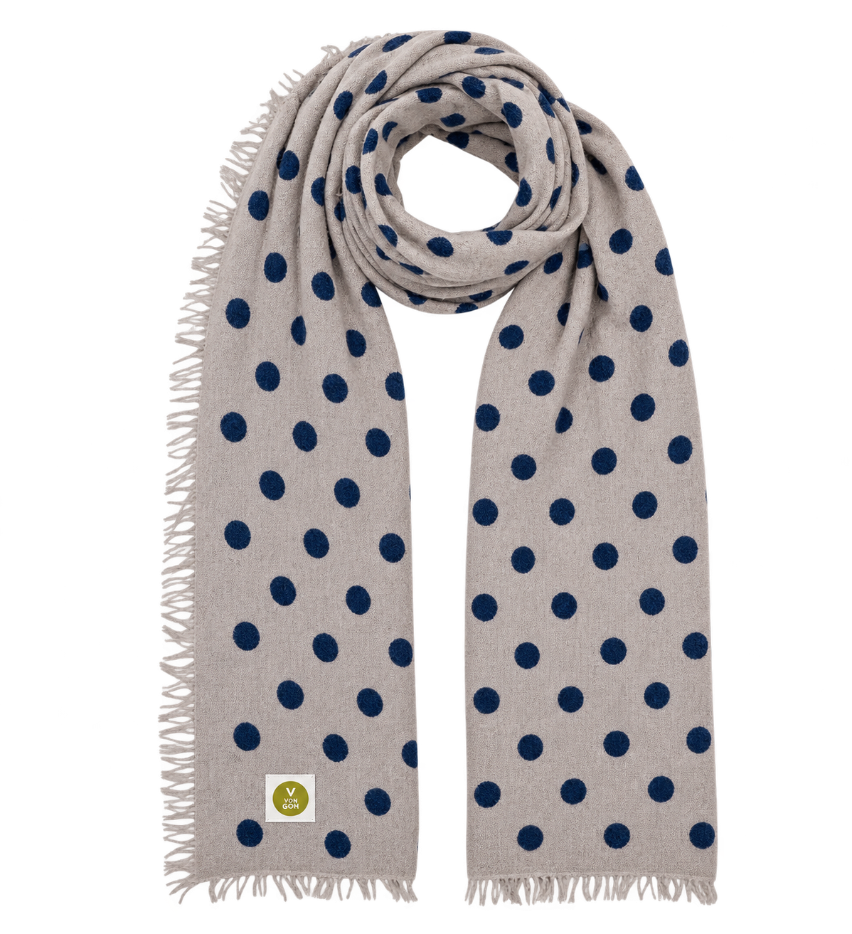 V VON GOAT Schal Polka Dots Sandy/Dark Blue