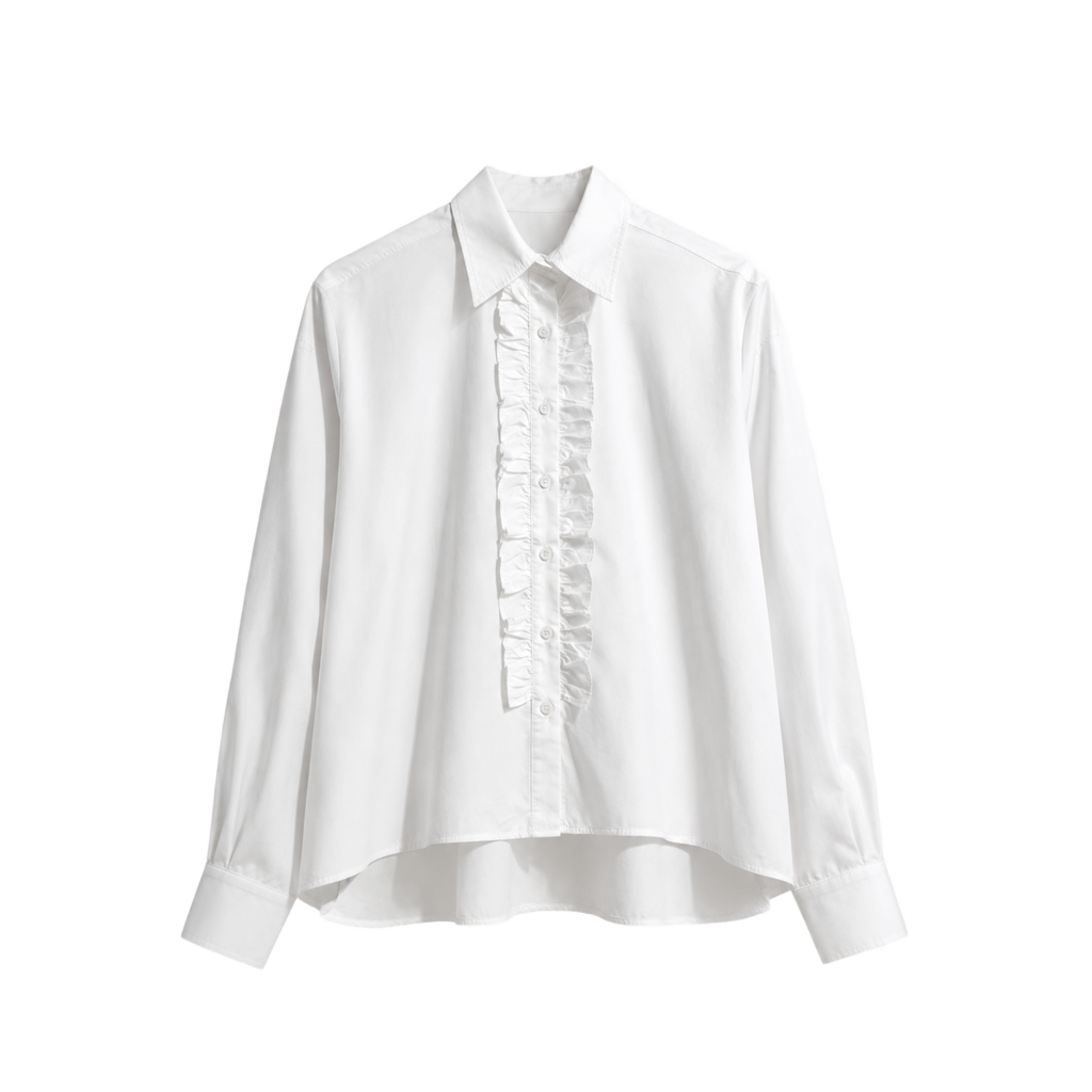 Narli Bluse mit Rüsche weiß
